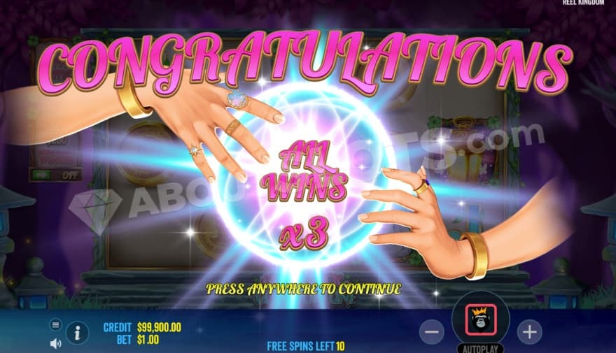 A win multiplier is randomly given in the free spins feature.