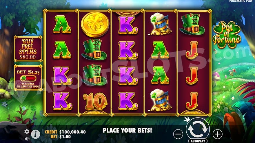 A casino slot in a green forest.