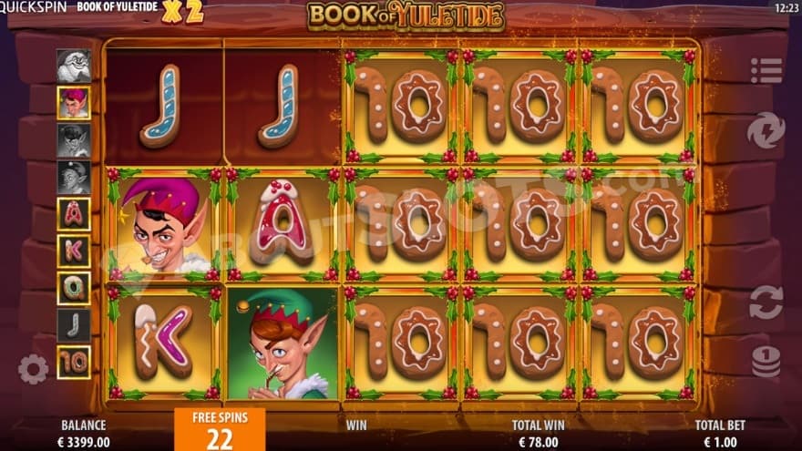 Free Spins bonus game with a 2X win multiplier at the top.