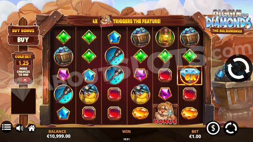 A casino slot in front of a mine. 