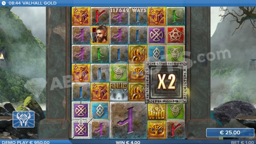 Trickster Loki symbol with a 2X multiplier feature attached.