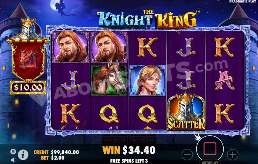 Bonus game where the dragon can be seen flying in the background.