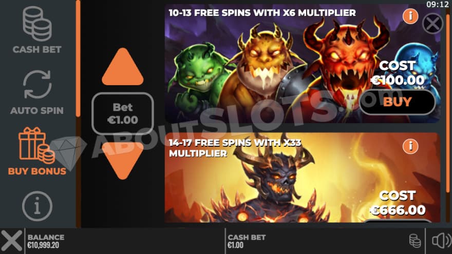 Bonus Buy feature with 2 options to choose from.