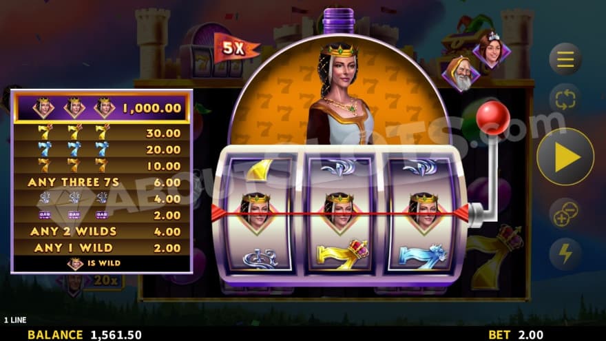 Mini games feature where you can see the paytable to the left.