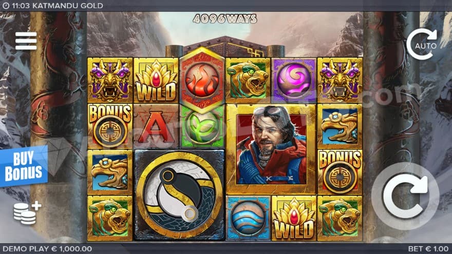 Base game with a big 2X2 Kane symbol on the reels.