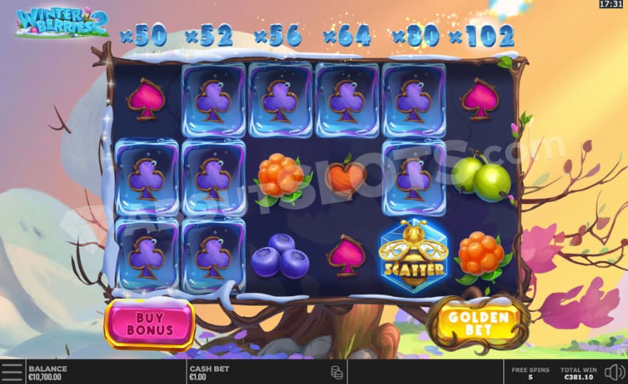 Bonus game with a golden scatter symbol.