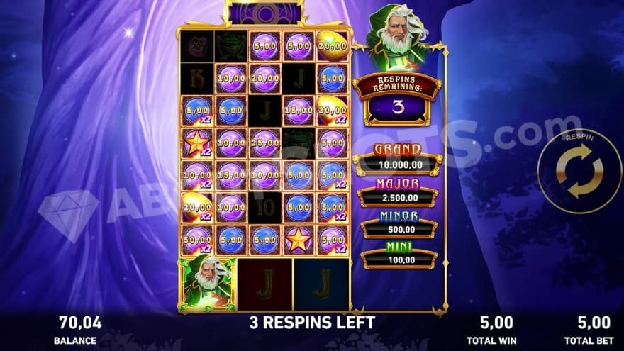 Mega Fire Hold and win feature where you can see a luminating tree behind the reels.