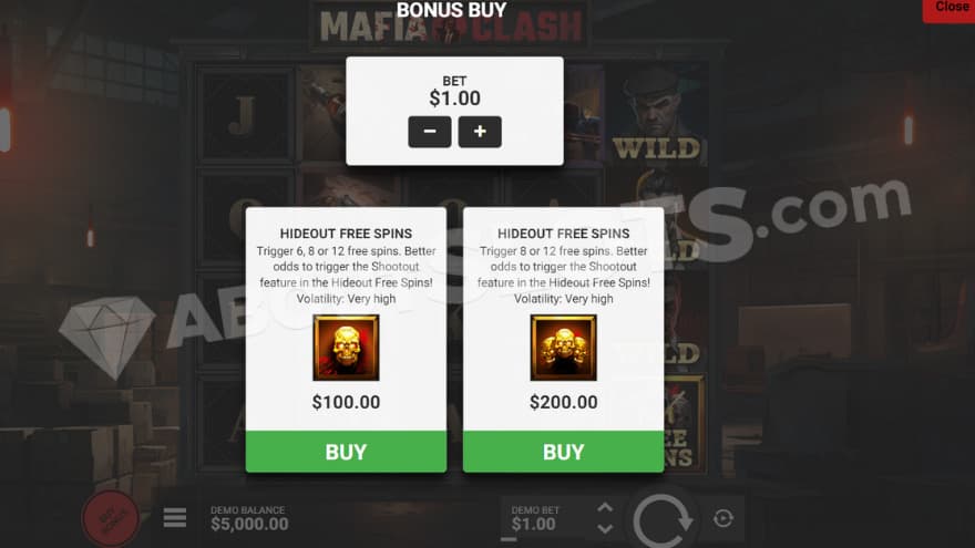 Bonus Buy feature with two options to choose from.