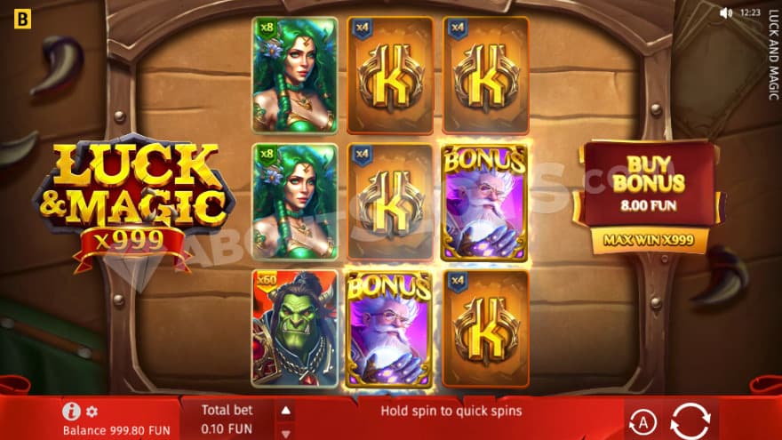 Base game with two scatter symbols on the reels.