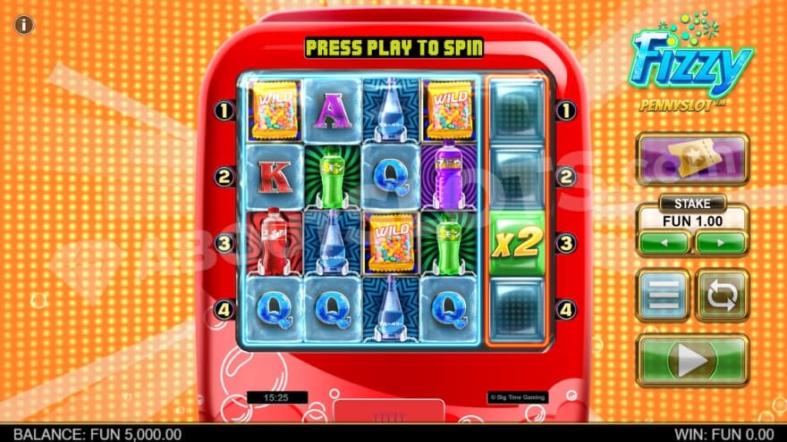 Base game with various soda symbols on the reels.