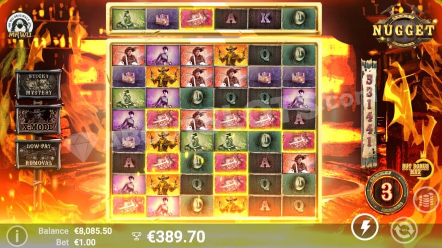 Free Spins feature with gold rush being active.