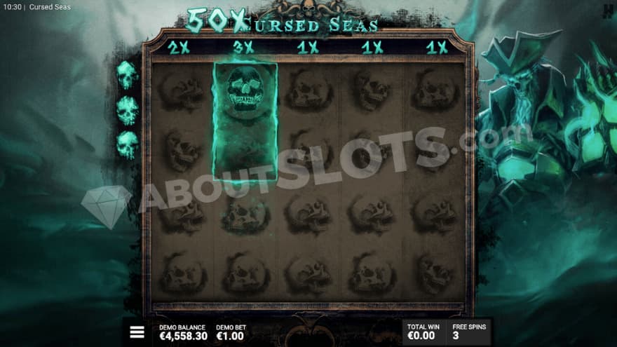 Dead men tell no tales bonus game with 3 respins left.