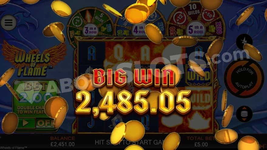 An image of the big win screen 