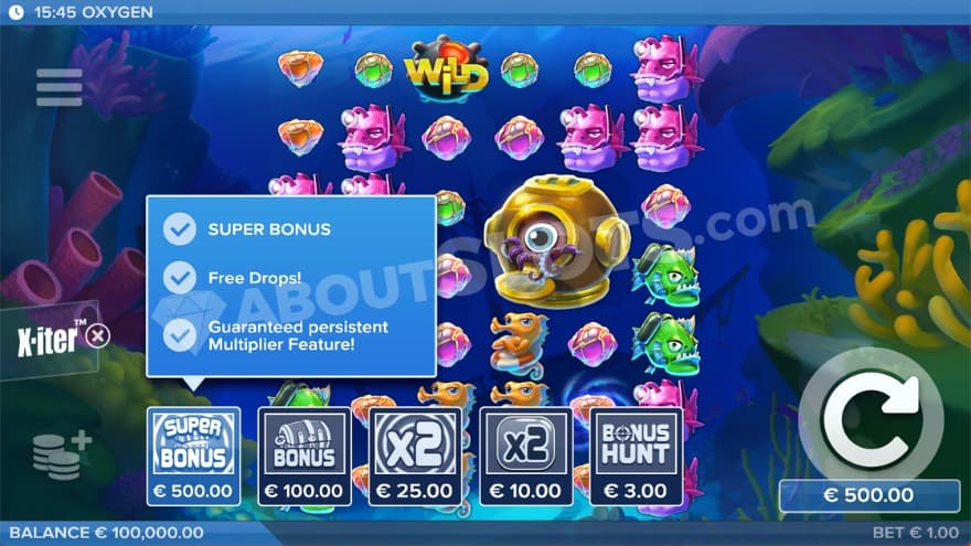 Bonus buy feature with five options to choose from.