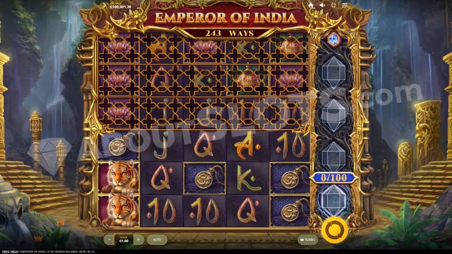 Base game with beautiful waterfalls in the background.