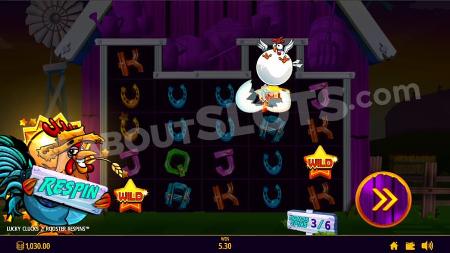 Respins feature with a Big BuildUP feature being activated.