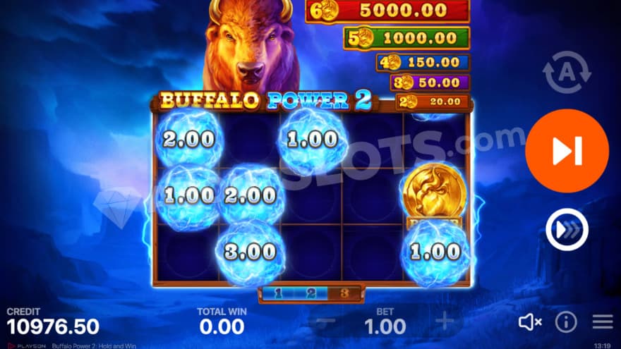 Hold and win feature where you can see coin symbols on the reels.