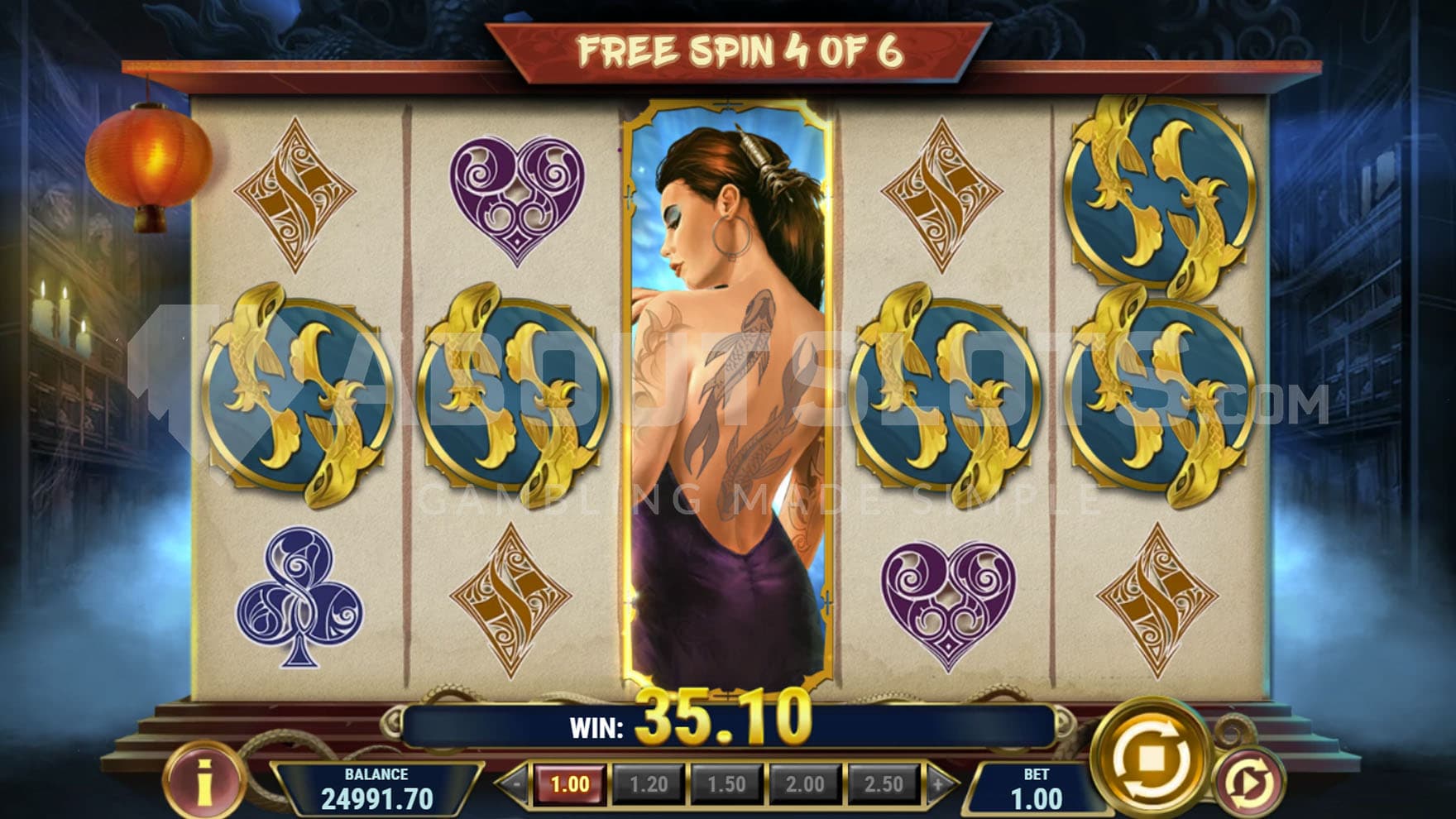 Madame's Mystery feature triggered during free spins.