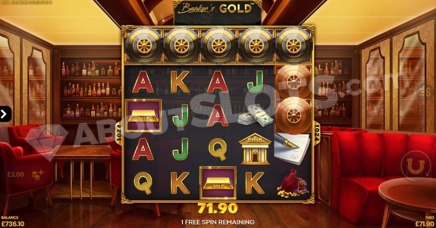 Free Spins bonus game with two wild symbols on the reels.