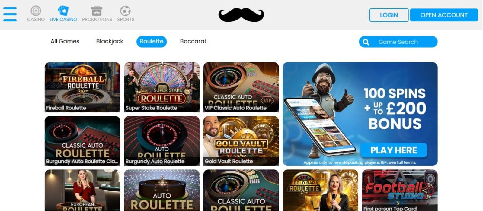 Mr.Play Casino's live games section, showing variations of roulette.