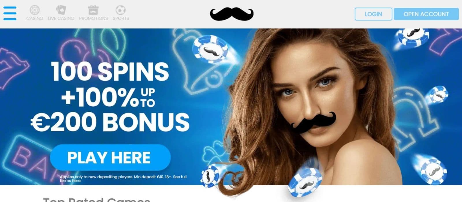  Mr.Play Casino's homepage, showing the welcome bonus flanked by a game avatar.