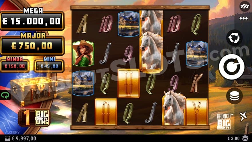 A casino slot with a western theme. 