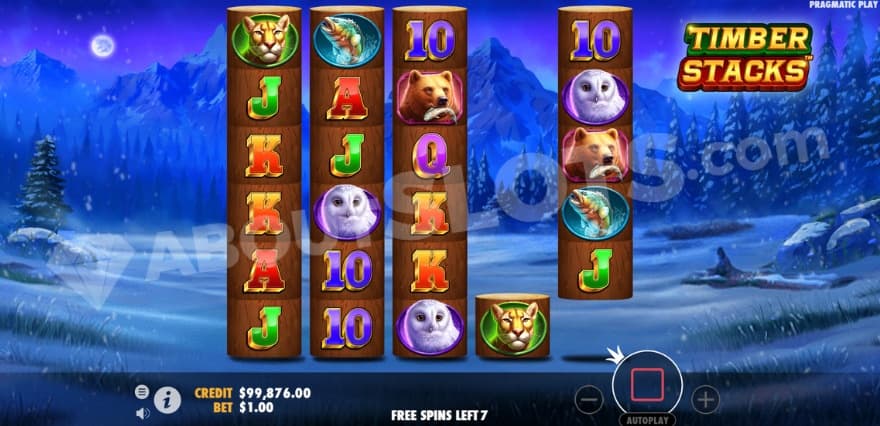 Increasing Grid Size feature in the free spins bonus game.