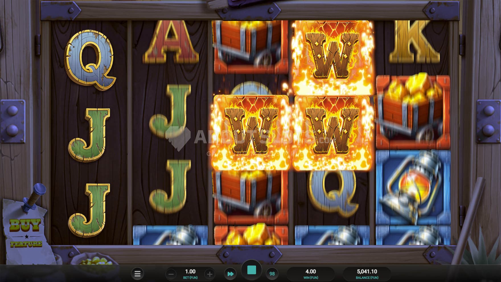 Screenshot of the Respin feature triggered in the base game, with 3 Sticky Wilds on the grid.