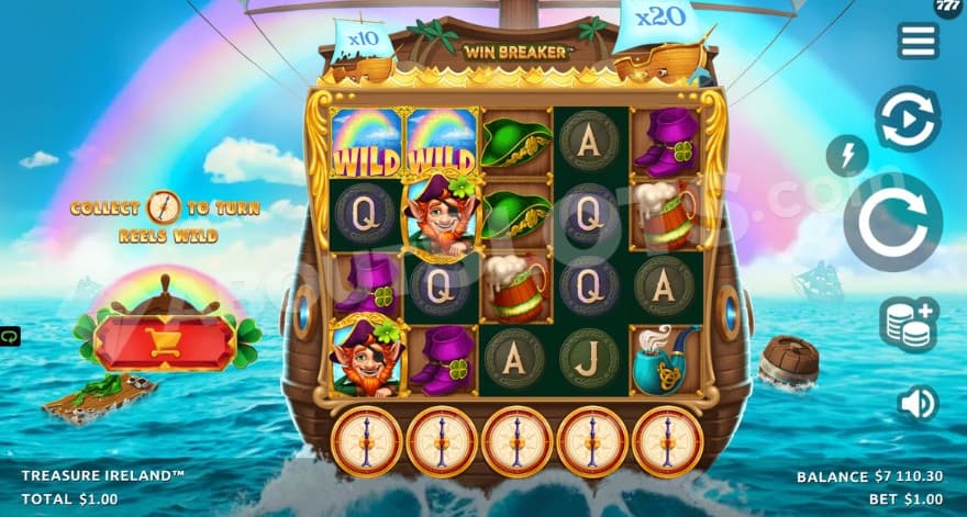 Nudging scatter respin taking place on the reels.