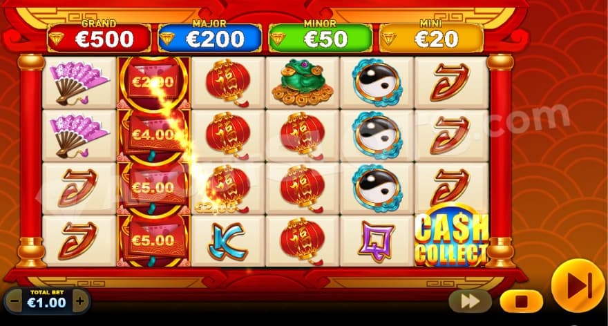 Cash Collect feature with a cash collect symbol on reel six.