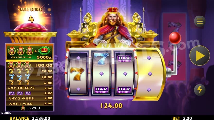 Free Spins feature where you can see the prizetable to the left.