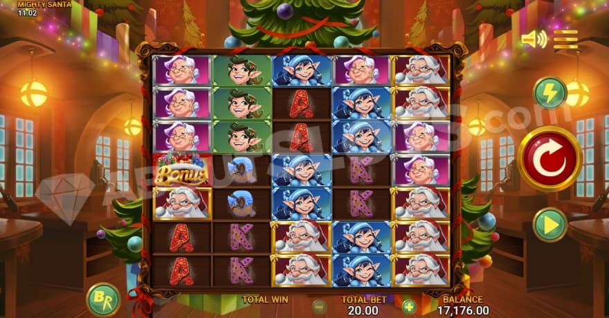 A screenshot of the basegame view in Mighty Santa