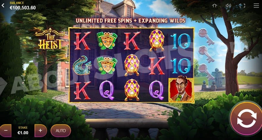 A casino slot outside a mansion.