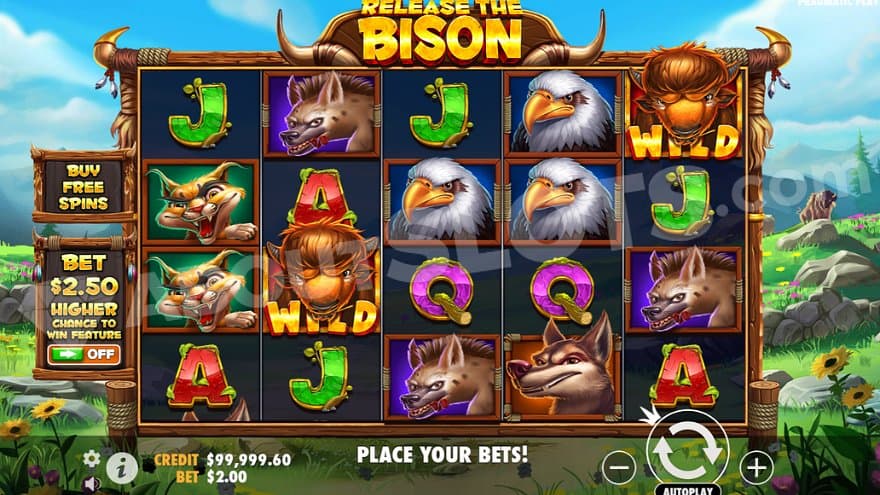 A casino slot with wild animals and royals on the reels.