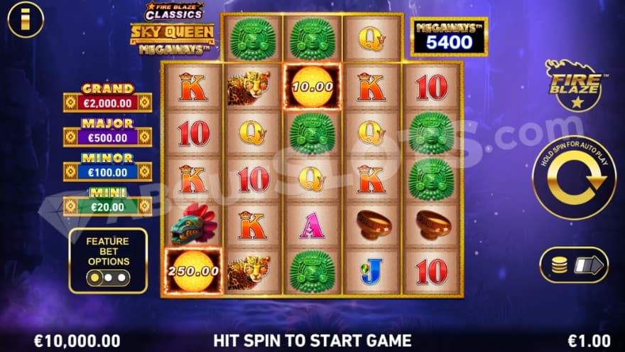 Base game where you can see the Jackpots to the left.