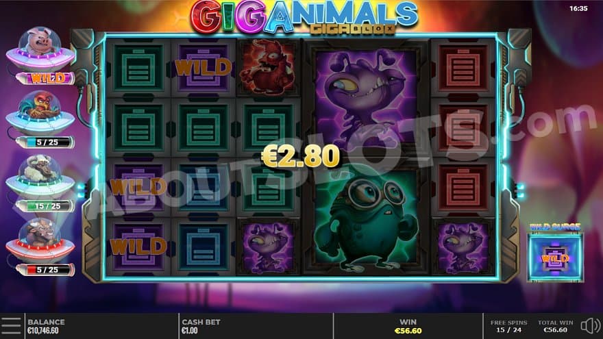 A win of €2.80 in the free spins.