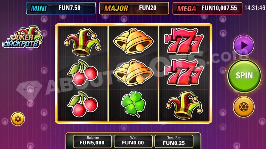 Base game with Jackpots above the reels.