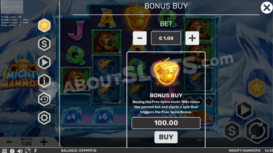 Bonus Buy feature where you can see one option.