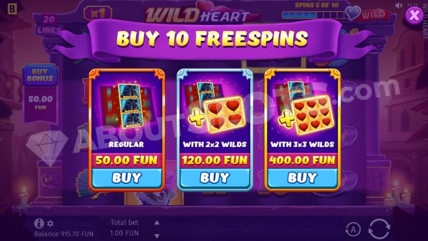 Bonus buy feature with three options to choose from.