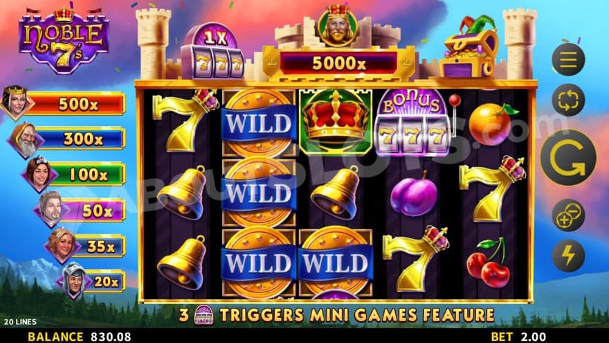 Base game where you can see the Jackpot prizes around the reels.