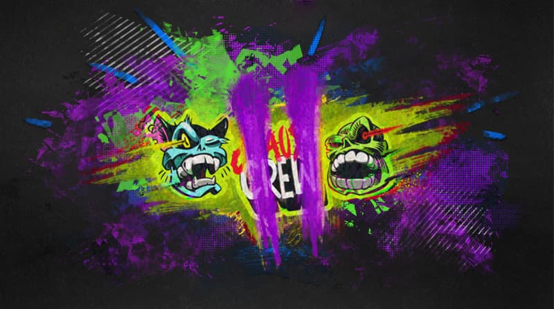 Logo of the slot Chaos Crew 2 with a cat and a skull.