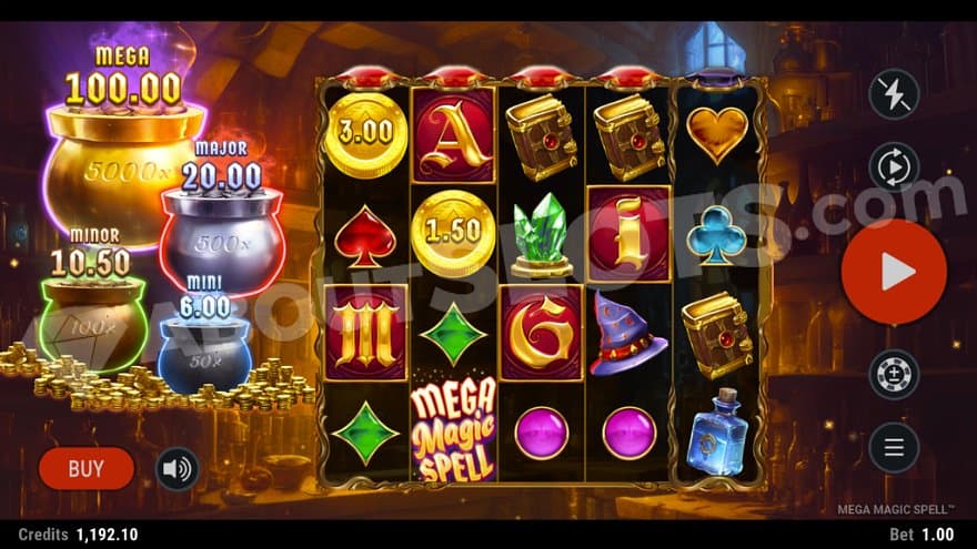 A casino slot in a wizard's hut.