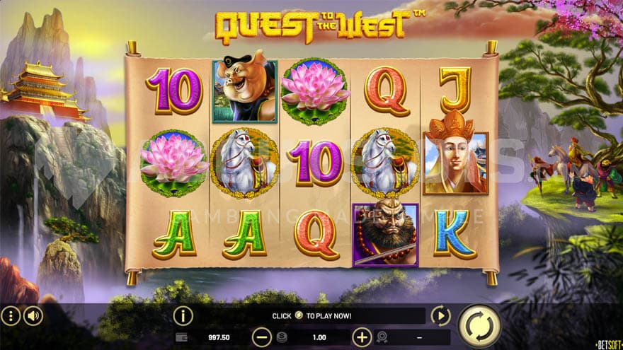 A view of the base game with a 5x3 grid and a mix of low and high-paying symbols on the reels.