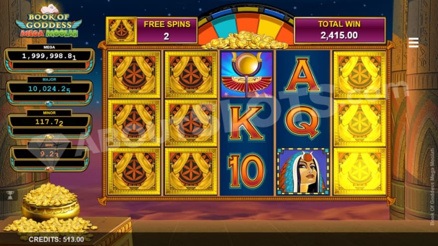 A screenshot from the free spins view