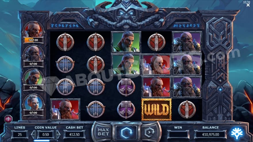 Base game with Vikings on the reels.