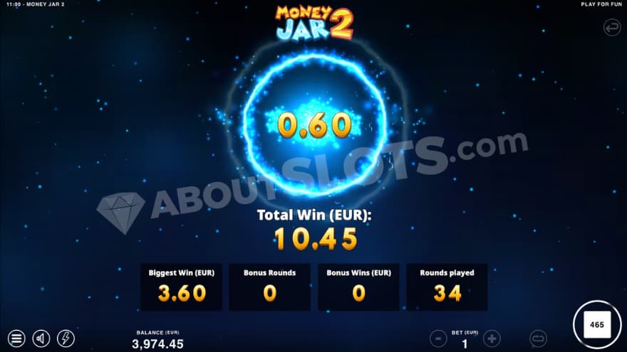 Burst Mode showing a win of €10.45.