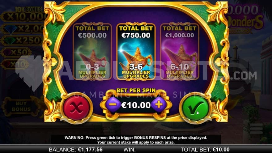 Bonus Buy feature with three options to choose from.