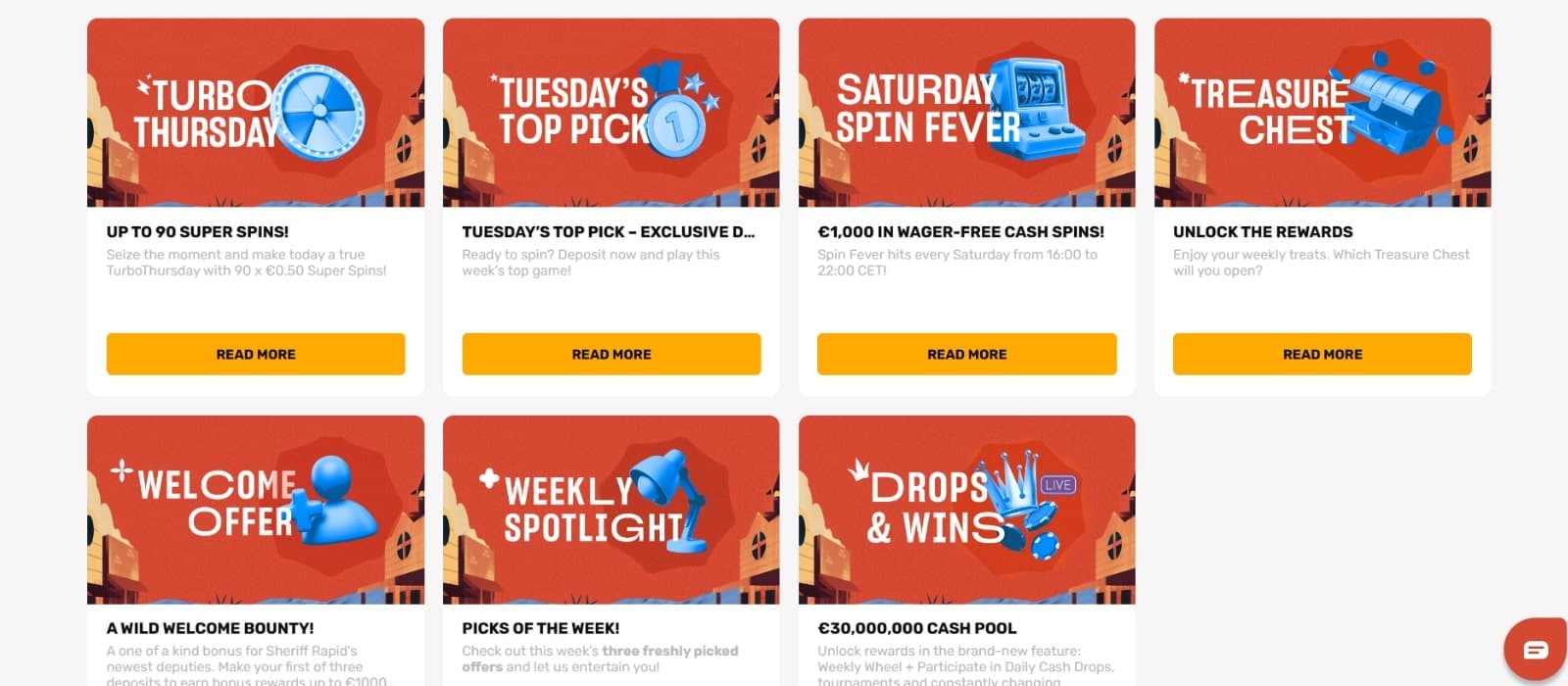 The promotion page at Rapid Casino offers several bonuses including Super Spins, Wager free cash spins, welcome bonus of 1000 eur and much more.