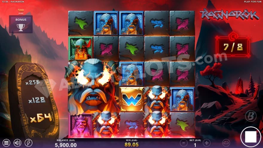 Free Spins feature with a 64X win multiplier, and a 2X2 giant symbol.