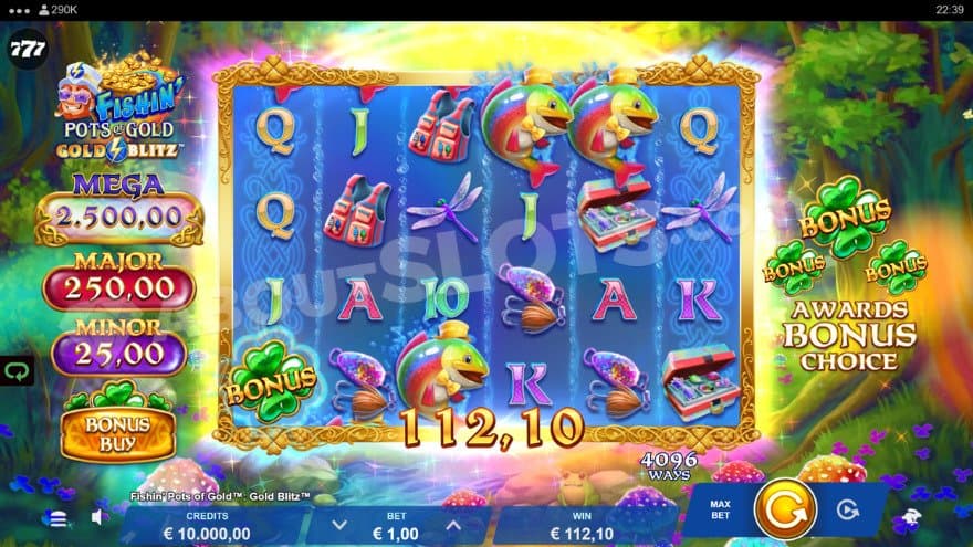 Base game where you can see the jackpots to the left.